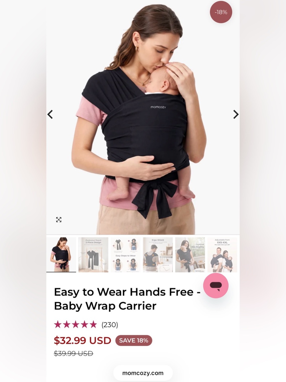 Momcozy wrap carrier - deep grey